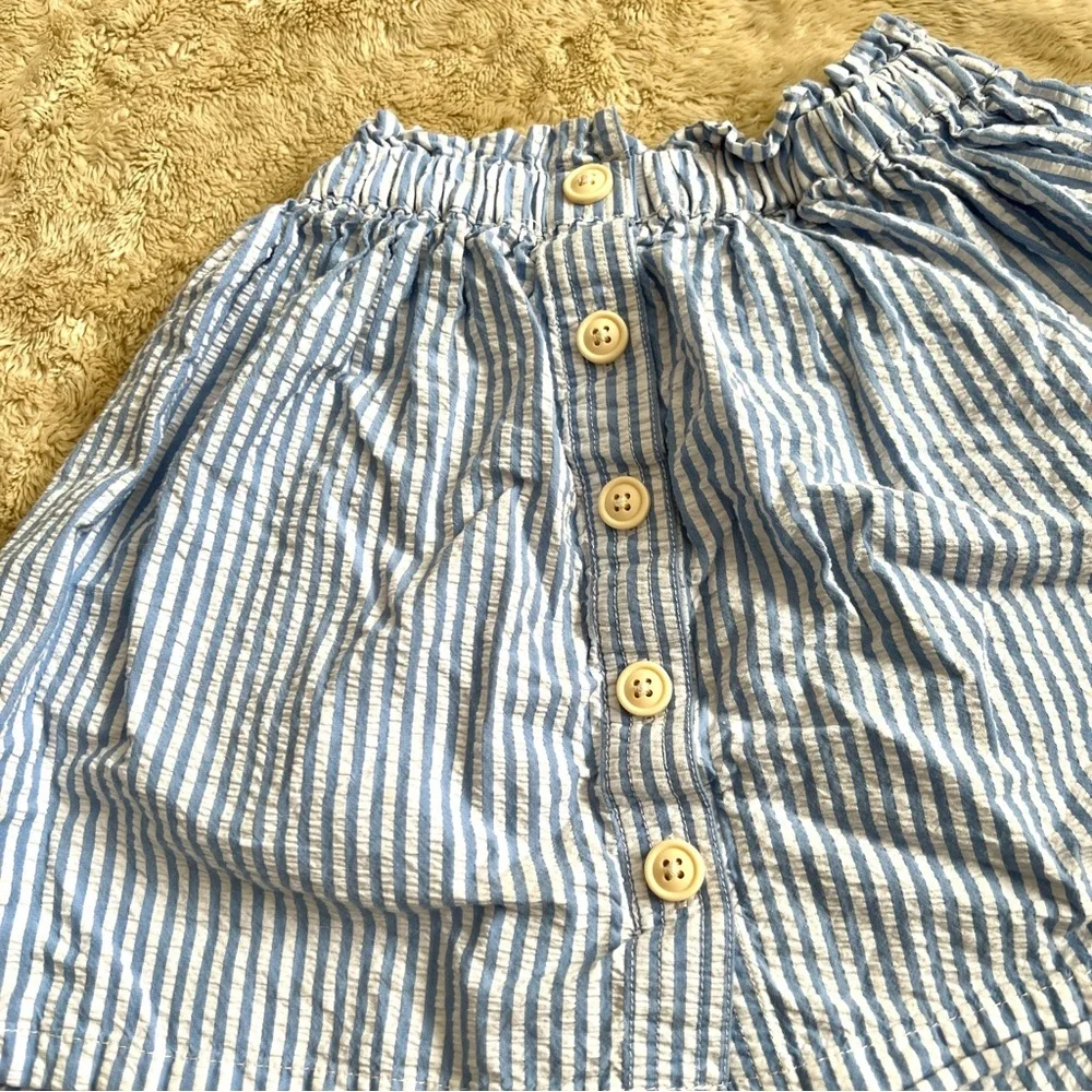 CREWCUTS J.Crew Girls Blue & White Stripe Cotton Skirt Size 6-7